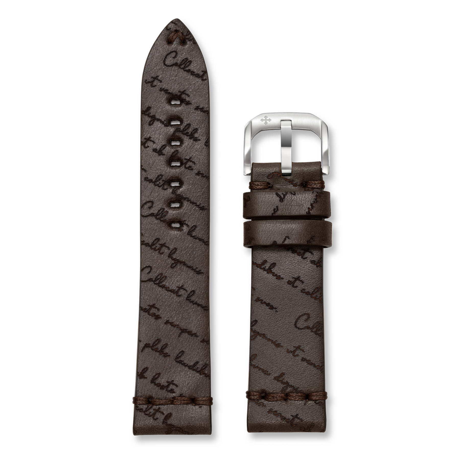Engraved Leather Strap 22mm - Brown
