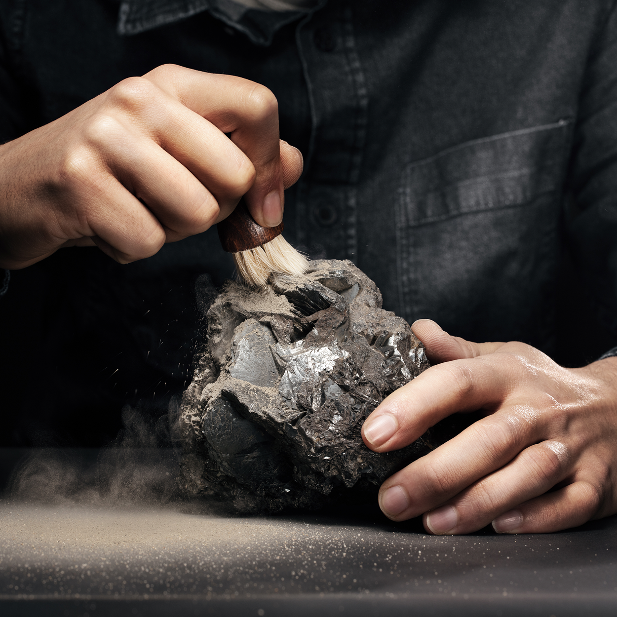 cleaning meteorite rock