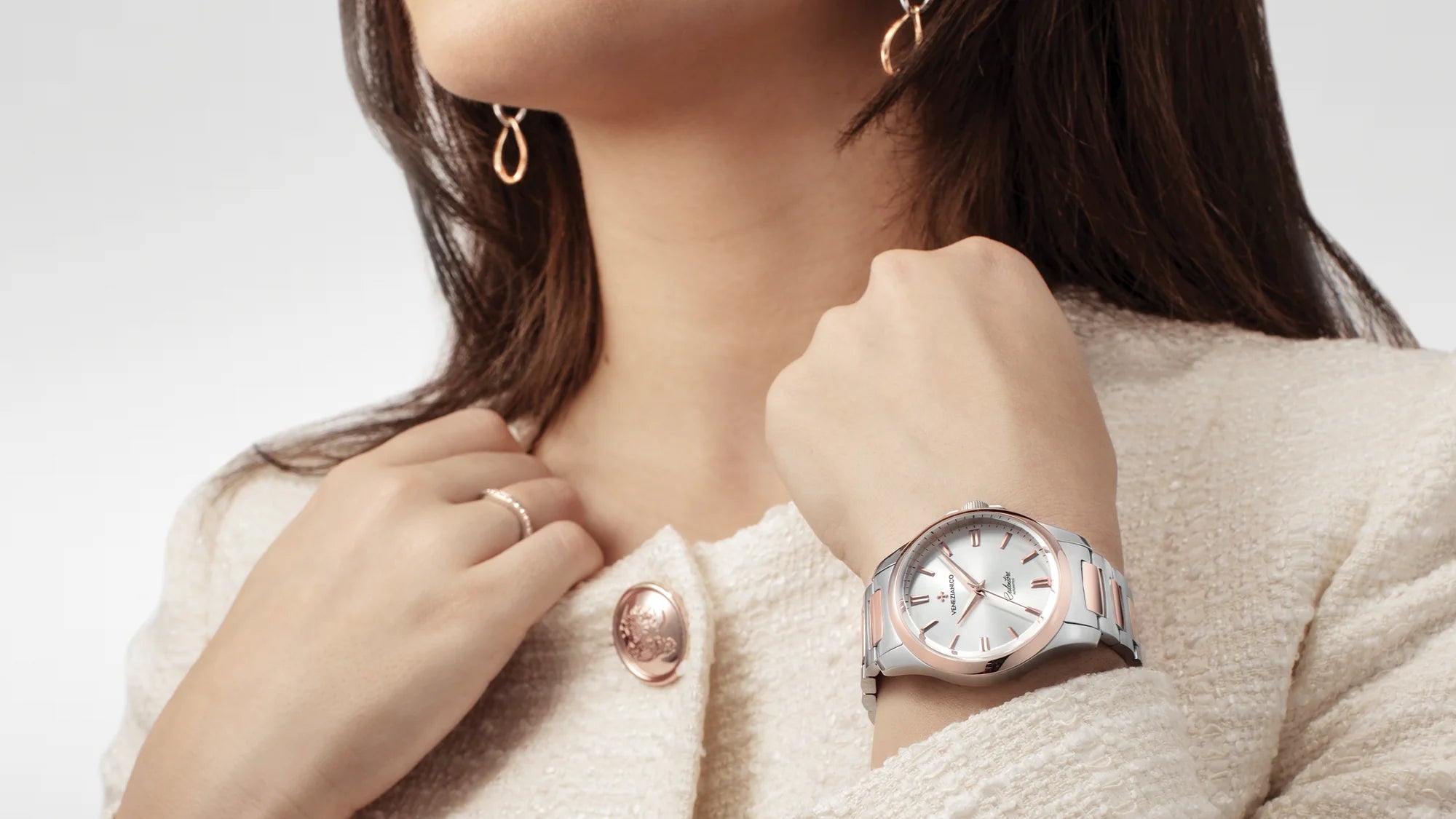 redentore white rose gold worn on wrist