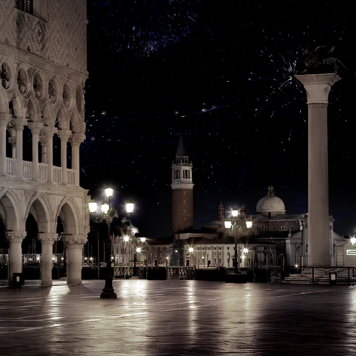 saint mark square venice by night starry sky