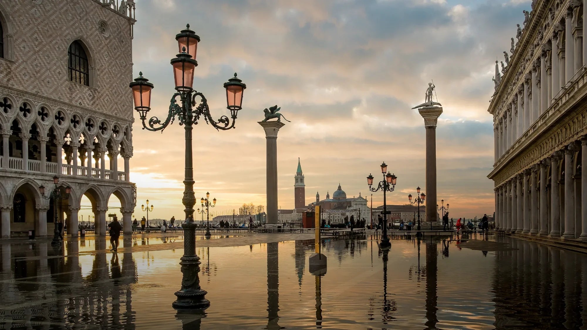 sunrise in saint mark square venice
