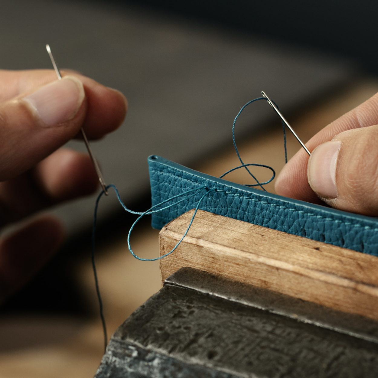 embossed leather strap light blue for redentore utopia