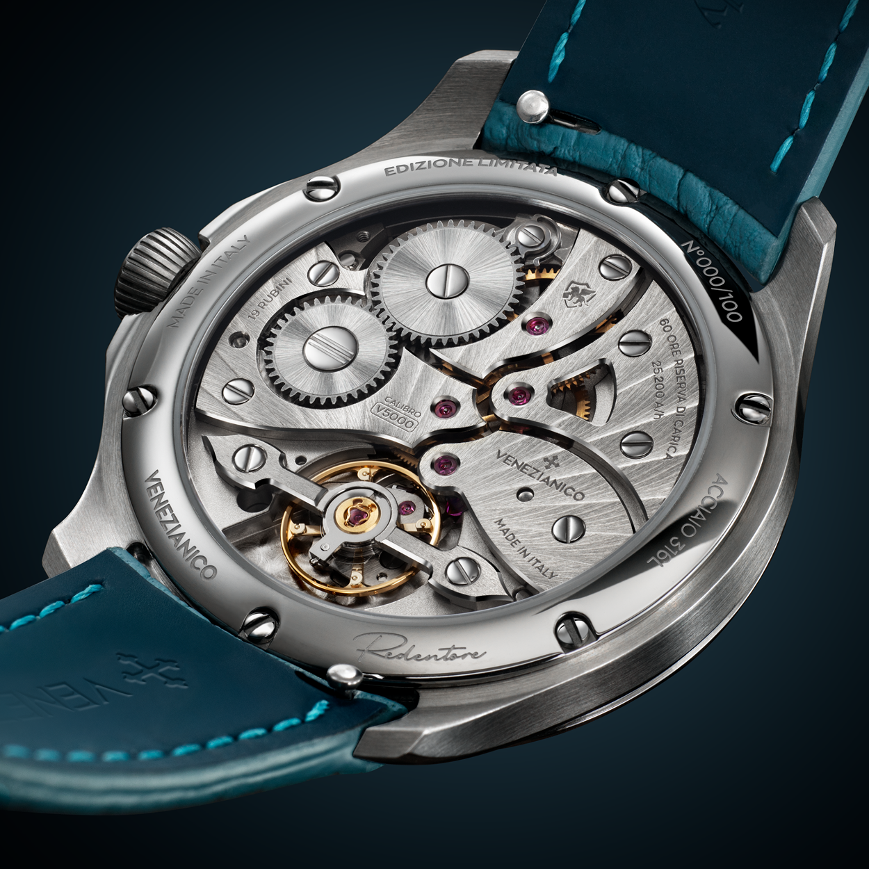 caseback with v5000 caliber in redentore utopia venezianico
